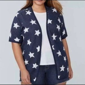 Lane Bryant White & Blue Star Cardigan Sweater